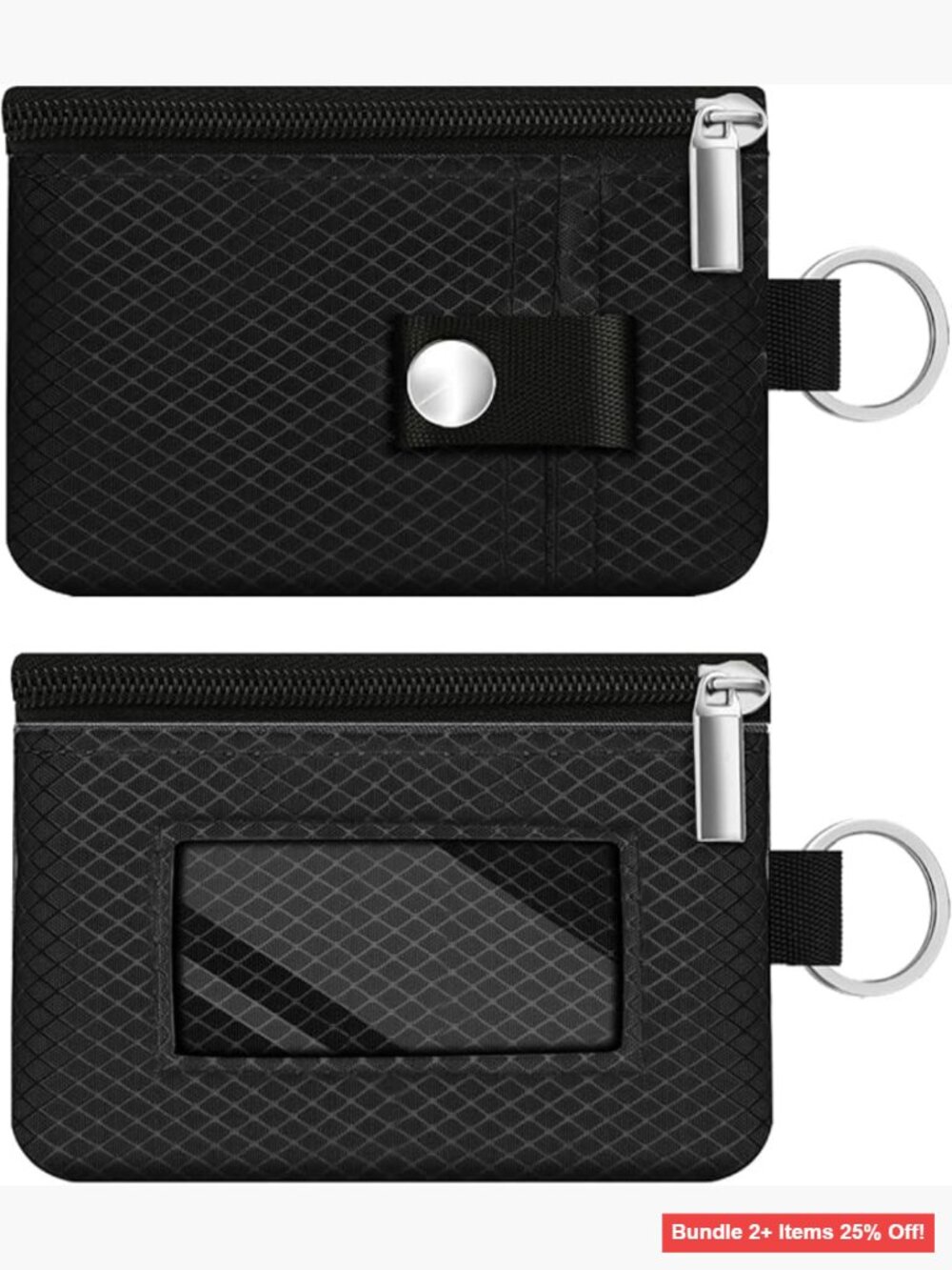 RFID Blocking Zip ID Case Wallet with Lanyard Keychain for Cards Cash Travel